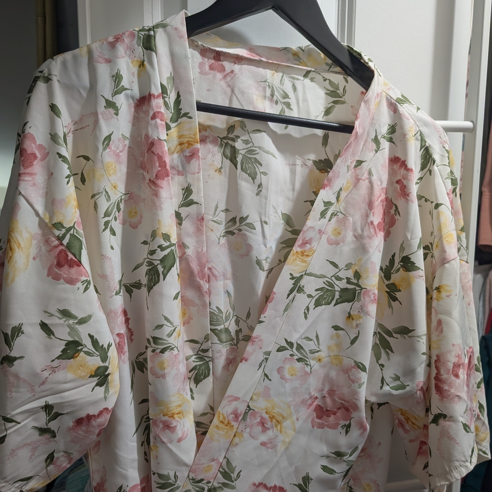 Windsor Floral Kimono Robe - Pink, Yellow, Green